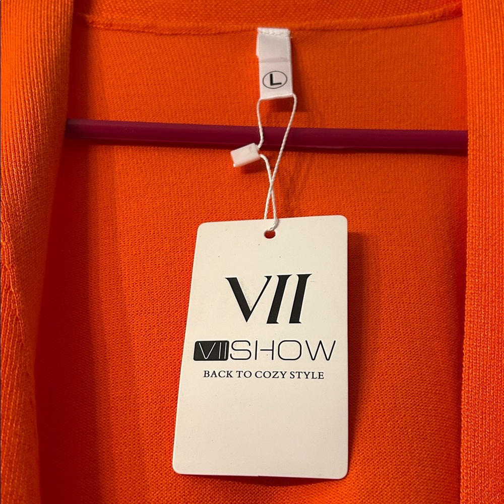 Bright Orange Cardigan with Pockets - Picture 3 of 7